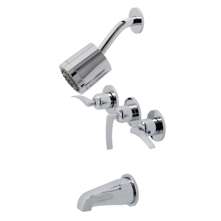 Kingston Brass KBX8131EFL Three-Handle Tub and Shower Faucet, Polished Chrome KBX8131EFL